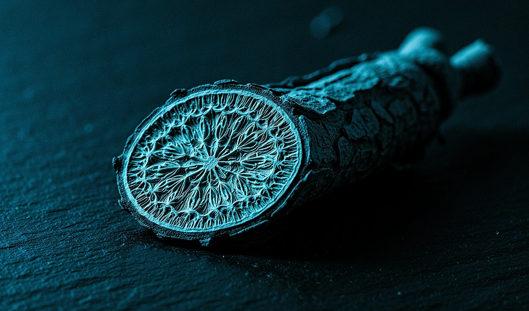 Détail microscopique de racine séchée